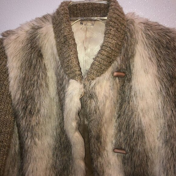 Vintage D Esprit Dubrowsky Perlbinder Womens Small Faux Fur Knit Coat Jacket S - Picture 4 of 8